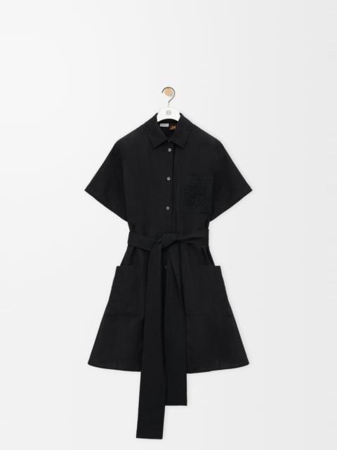 Shirt dress in viscose and linen