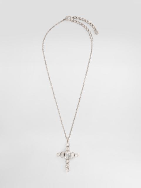 Cross necklace with rhinestones