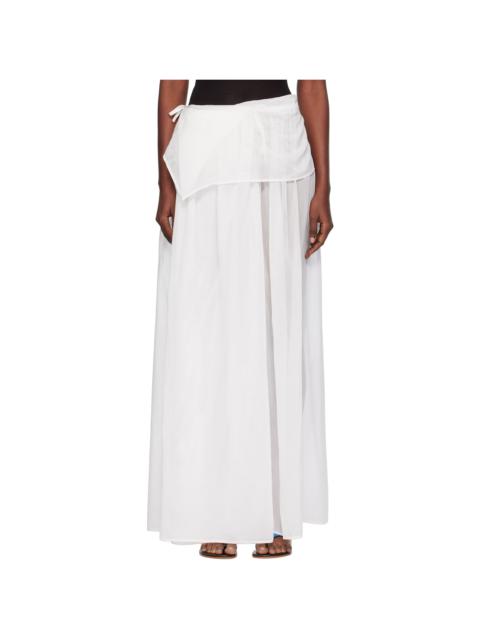 White Elemental Silk Voile Maxi Skirt