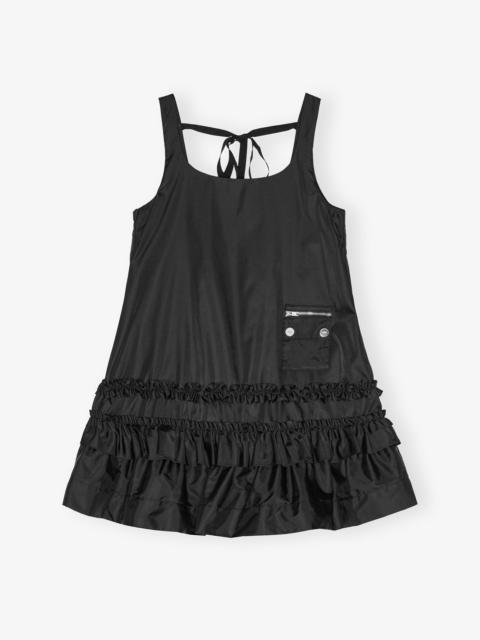 BLACK DUCHESSE NYLON MINI DRESS