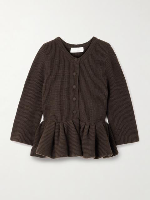 Ruffled Cashmere Peplum Cardigan