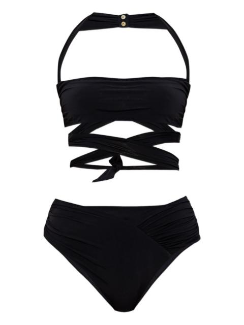 wrap-effect halter bikini