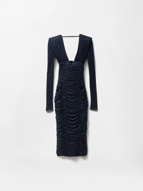 Draped Silk Crêpe Jersey Midi Dress