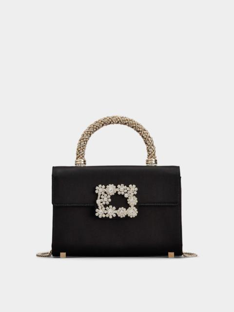 Flower Strass Jewel Buckle Clutch Bag Mini in Satin
