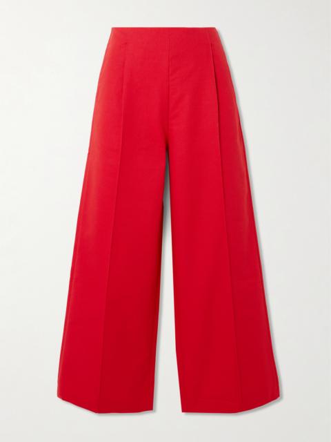 Martha Pleated Cotton Wide-leg Pants