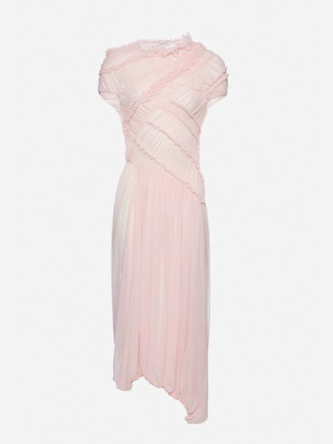 Ruched muslin midi dress in pink