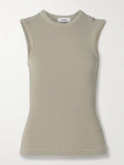 Cassidy Ribbed Stretch Organic Cotton And Lyocell-blend Jersey Tank