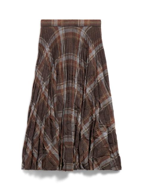 Women's Creased Pleated Skirt in Brown