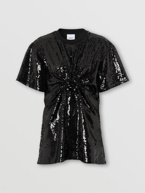 Ring Detail Sequinned Cotton Oversized T-shirt