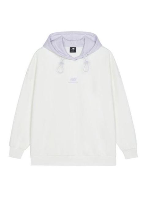 (WMNS) New Balance Logo Fleece Hoodie 'White Lilac' AWT13346-AS8