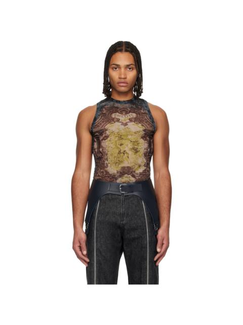 Navy & Beige 'The Médallion' Tank Top