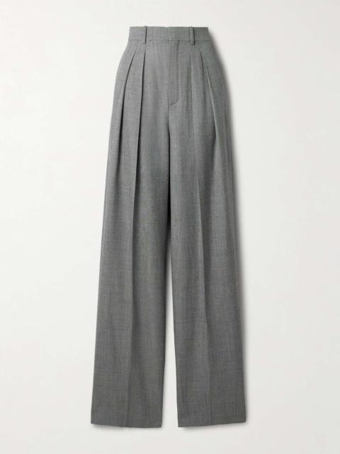 Pleated wool wide-leg pants Gray