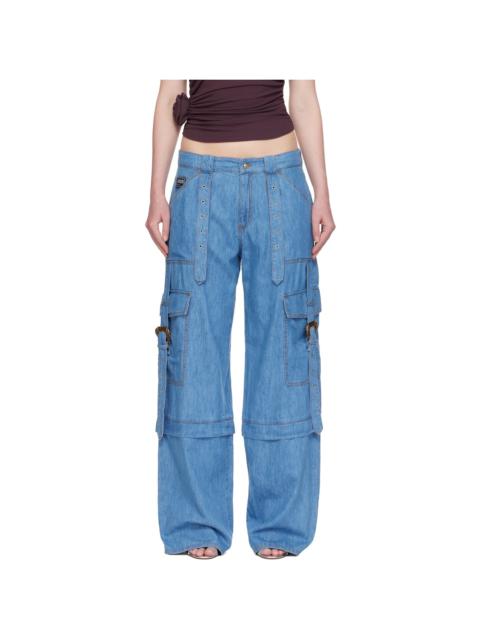 Blue Baroque Buckle Cargo Jeans