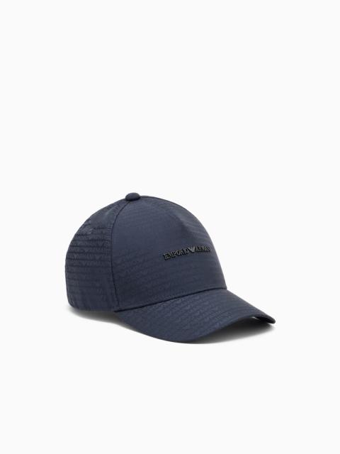JACQUARD NYLON BASEBALL CAP WITH ALL-OVER LOGO LETTERING