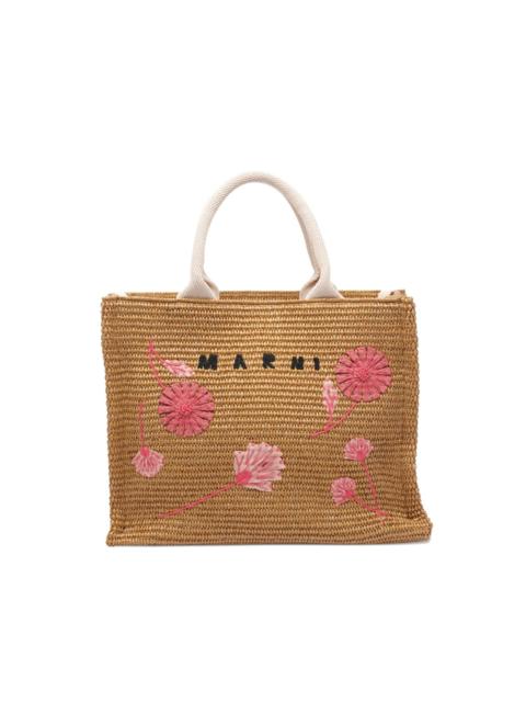 medium embroidered-floral tote bag