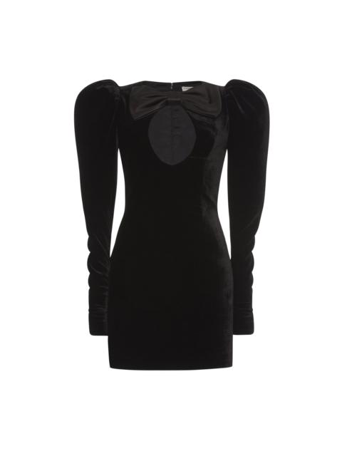 VELVET MINI DRESS WITH DUCHESSE BOW