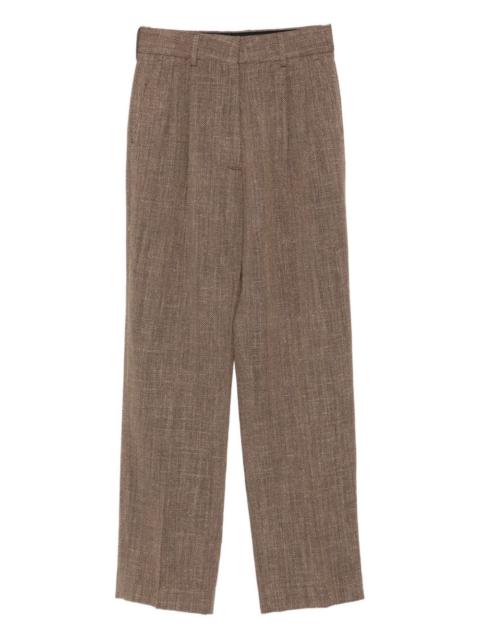 herringbone pleated trousers