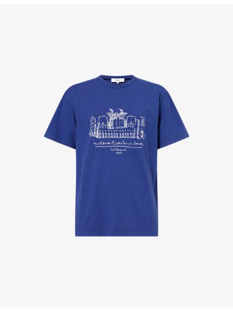Public Embroidered Cotton-Jersey T-Shirt