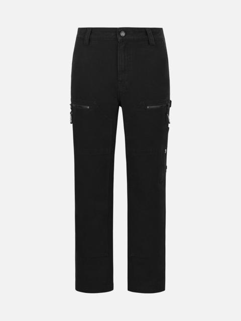 Seagull and Logo Embroidery Loose Fit Cargo Pants