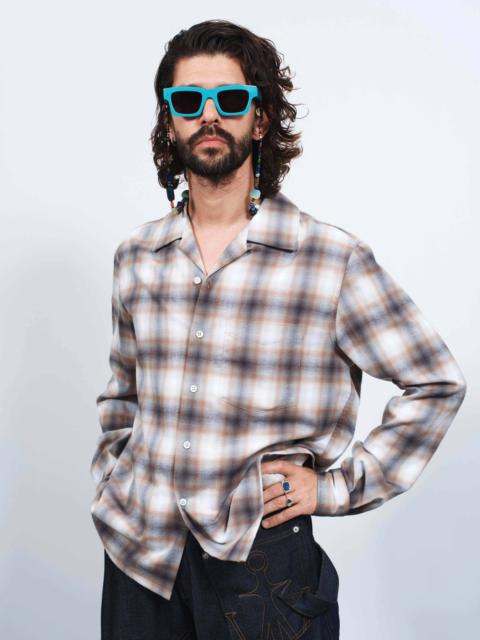 MENS GRADIENT CHECKERED SHIRT IN BISCUIT