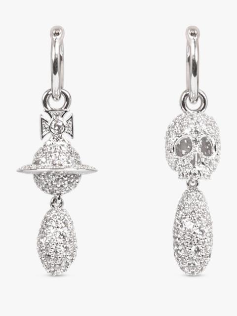 CIRCE SKELETON X ORB DROP EARRINGS | SILVER