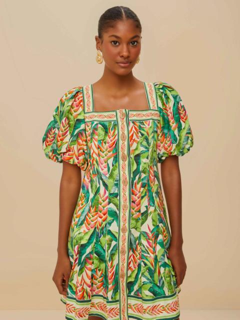 Off-White Heli Leaves Lenzing™ Ecovero™ Euroflax™ Mini Dress