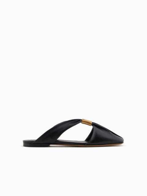 NAPPA-LEATHER MULES WITH METALLIC LOGO