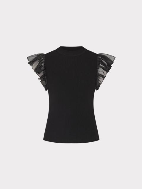 Chiffon Flutter Sleeve Knit Top