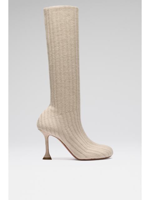 VENEDA STRETCH BOOT BEIGE FUZZY RIBBED KNIT
