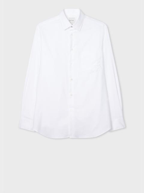 Modern-Fit White Cotton-Twill Shirt