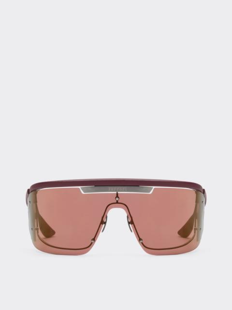 Limited Edition Ferrari metal and leather sunglasses with  dark redlens