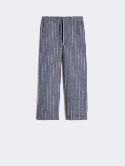 Denim-look pinstripe linen trousers - ULTRAMARINE