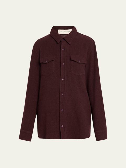 Claret Solid Cashmere Button-Down Shirt