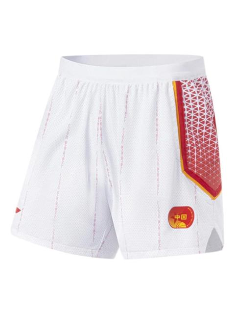 Li-Ning Graphic Basketball Shorts 'White Red' AAPS479-1