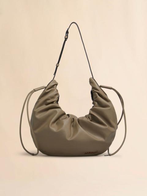 TAUPE LEATHER SCRUNCHIE SMALL HOBO BAG