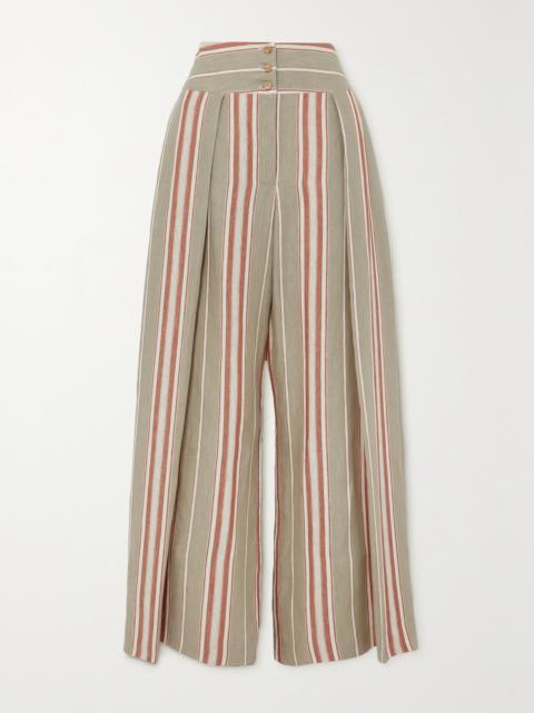 Notan Striped Linen Wide-leg Pants
