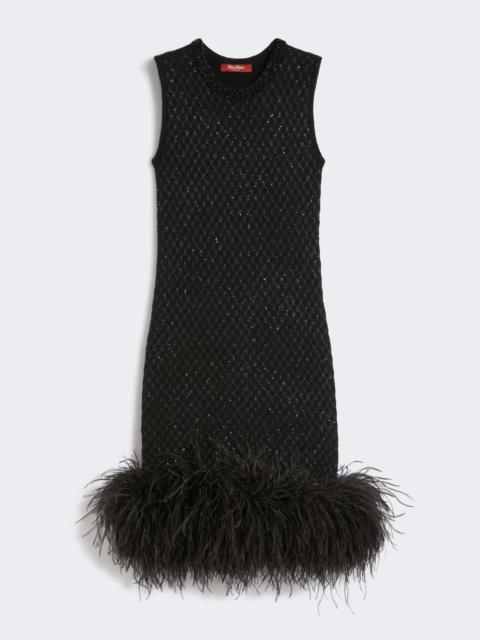 NOVARA Wool and mohair mini dress with feather detail