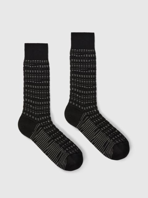 Mid-length cotton-blend socks with check pattern
