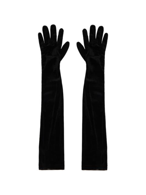 Black Velvet Mesh Gloves