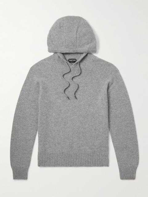 Logo-Embroidered Cashmere Hoodie Gray