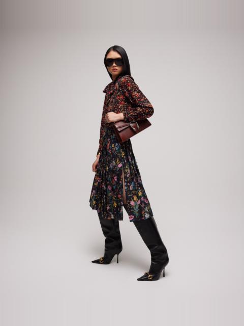 Printed silk midi skirt