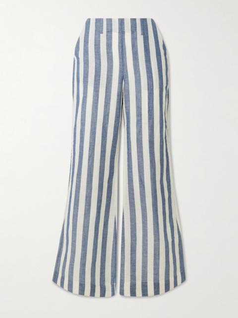 Charlie Sailor Striped Linen And Cotton-blend Flared Pants