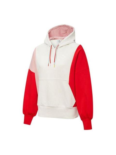 (WMNS) PUMA Panelled Hoodie 'White Red Pink' 532184-05