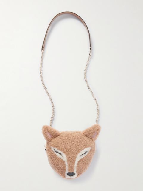 Fox Leather-trimmed Shearling Shoulder Bag