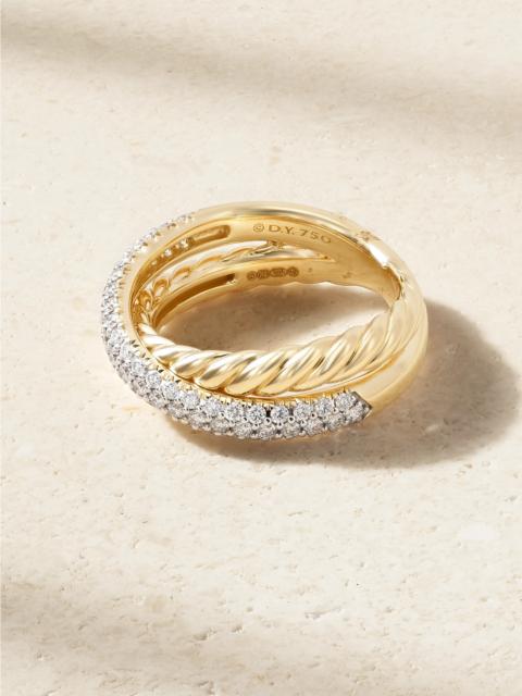 Crossover Two Row 18-karat Gold Diamond Ring