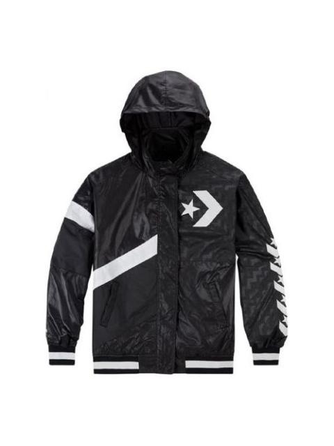 (WMNS) Converse Casual Sports Logo Hooded Jacket Black 10017653-A01