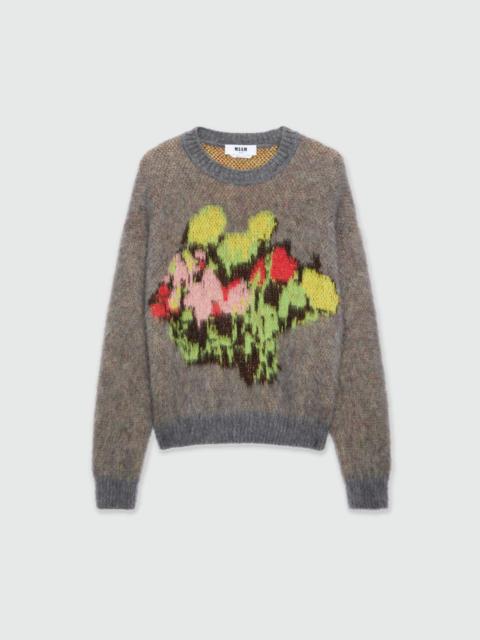 Charcoal sweater with "Roses Bouquet" graphic