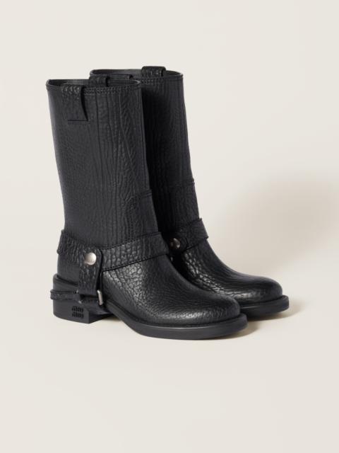 Calf leather moto boots