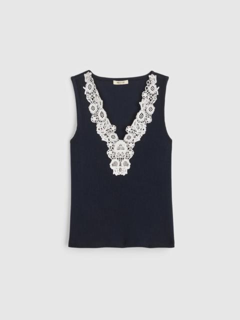 Lace-Trim V-Neck Tank