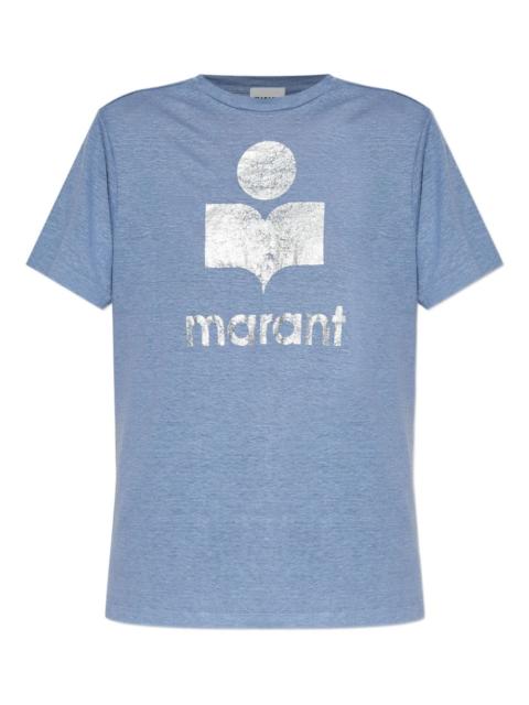 metallic-logo linen t-shirt